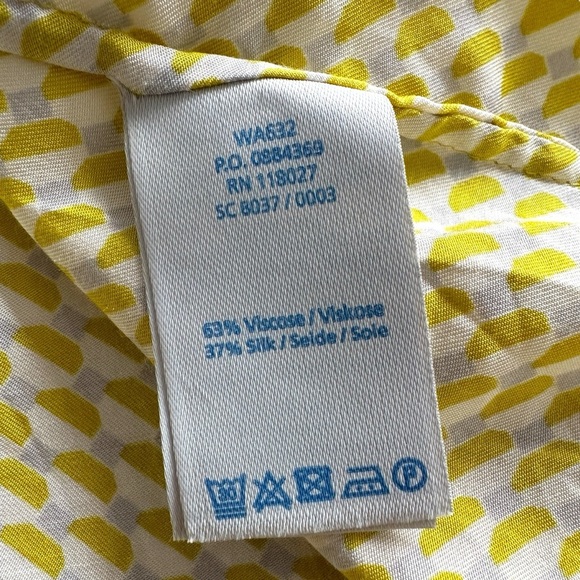 Boden Blouse Women's Size 12R Carey Yellow Geometric Long Sleeve Silk Boho Top - Picture 8 of 15